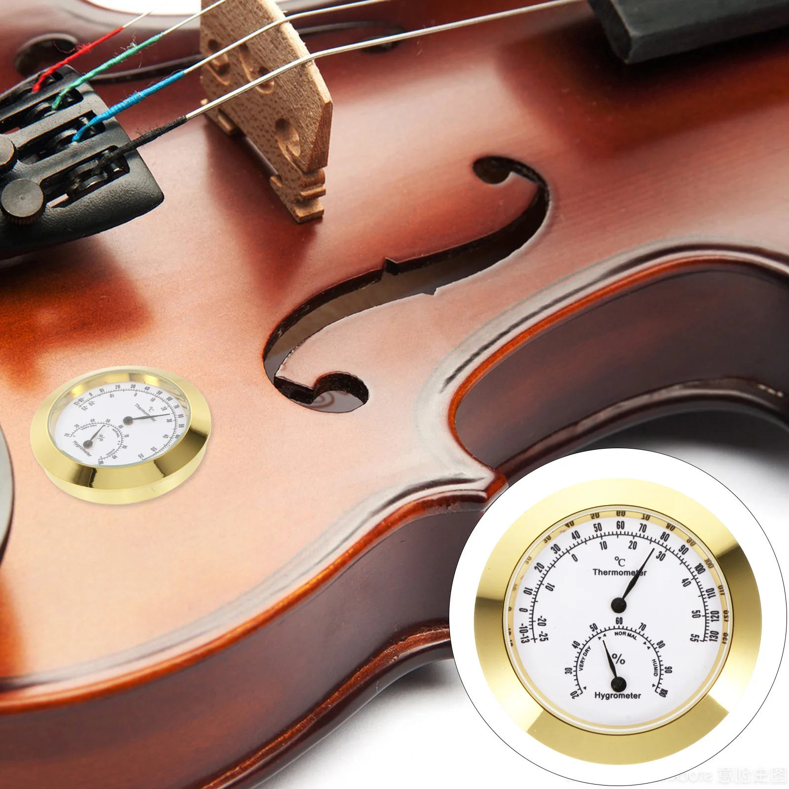 

Compact Violin Hygrometer with Temperature and Humidity Measurement Exquisite Workmanship for Instrument Storage Protection