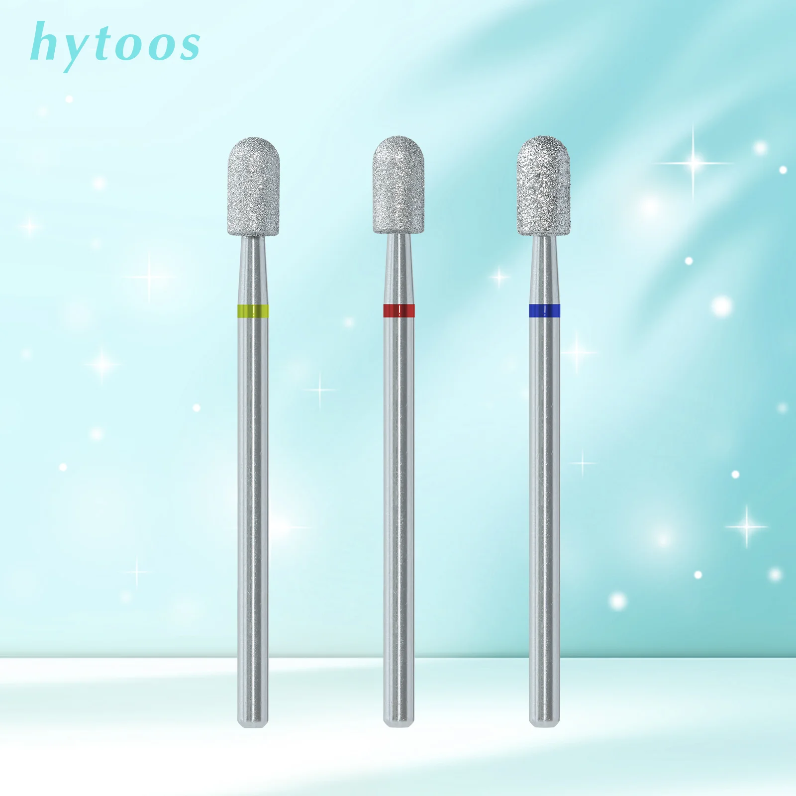 HYTOOS Chrome Diamond Nail Drill Bits Pro Russian Rounded Top Cuticle Clean Bit for Nail Drill Dead Skin Cleaner Nails Prep Tool