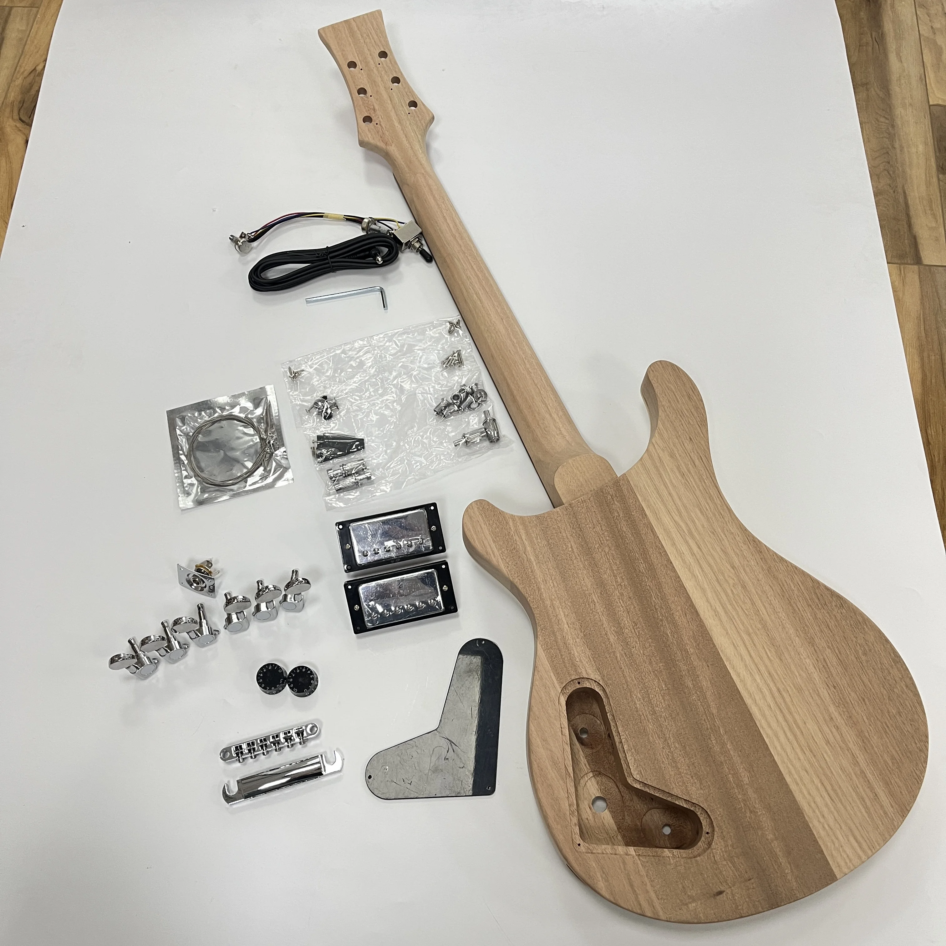 Prs‑Style Electric Guitar DIY Kit Unfinished Flame Maple Body Rosewood Fretboard Full Assembly Parts Free Shipping