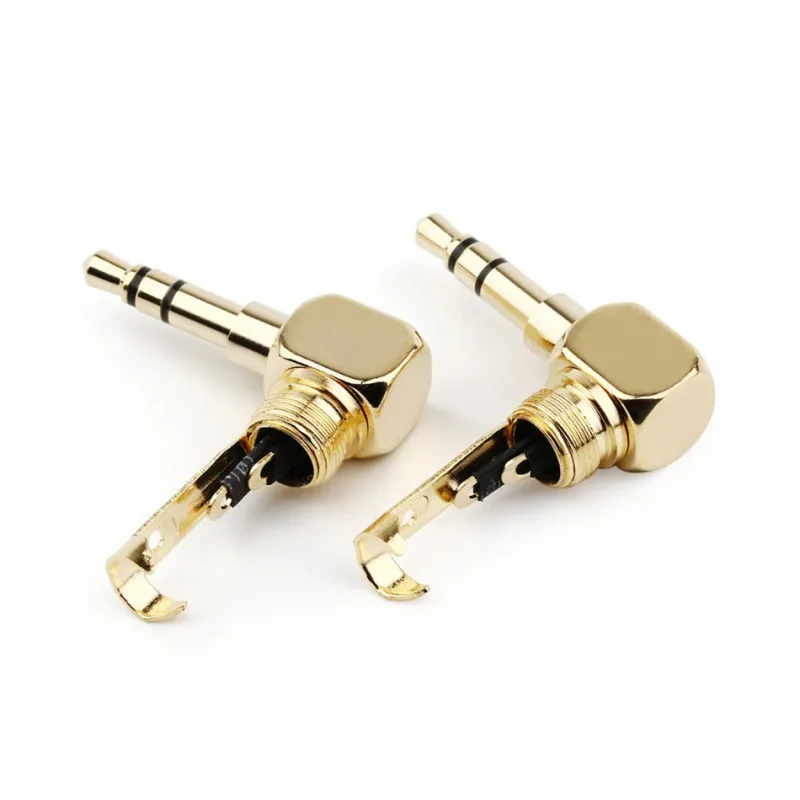 3.5mm Stereo 90 Degree 3/4 Poles Balanced Headphone Plug Connector Gold Plated  3.5 Speaker Terminal Earphones Audio Adapter