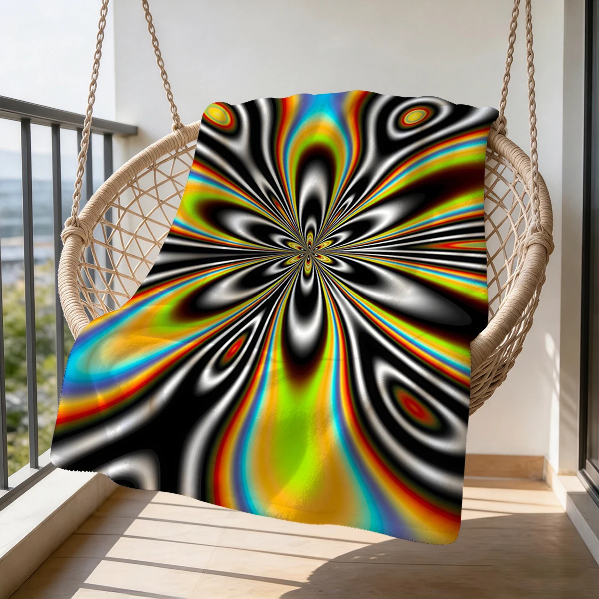 Colorful Vortex Flannel Blanket Warm Soft Halloween Christmas Couch Warm Cozy Decorative Decor Gift for All Season