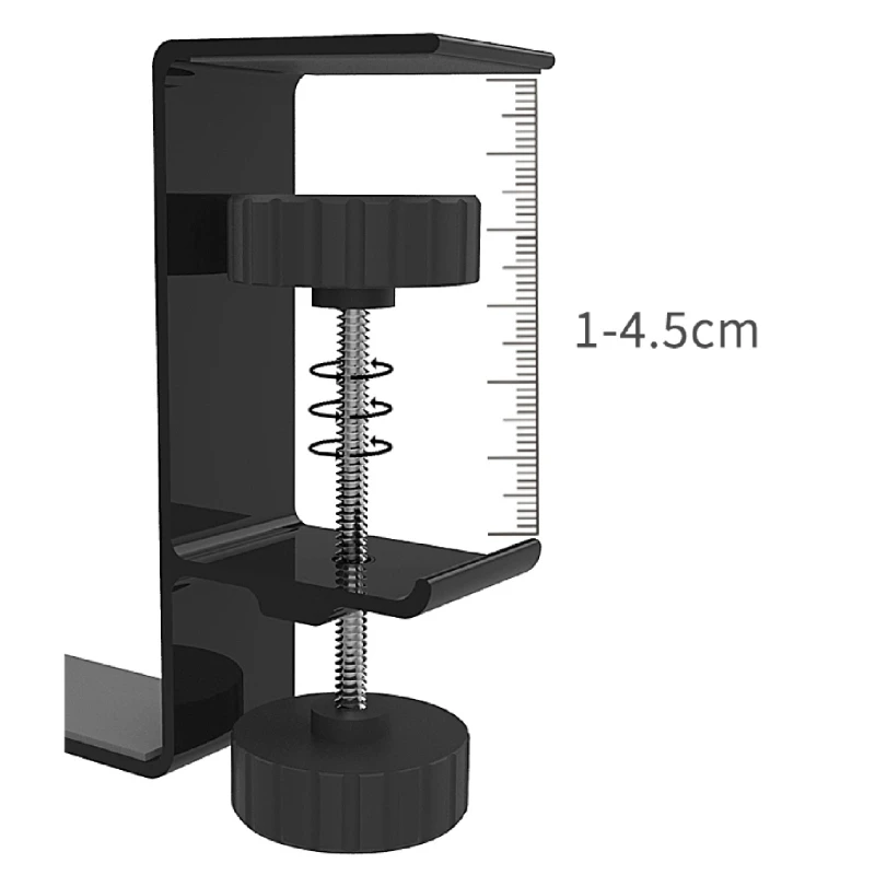 Universal Under Desk Headphone Stand Aluminum Bookshelf Clamp Headset Hanger Stable Headphone Displaying&Organizing Rack