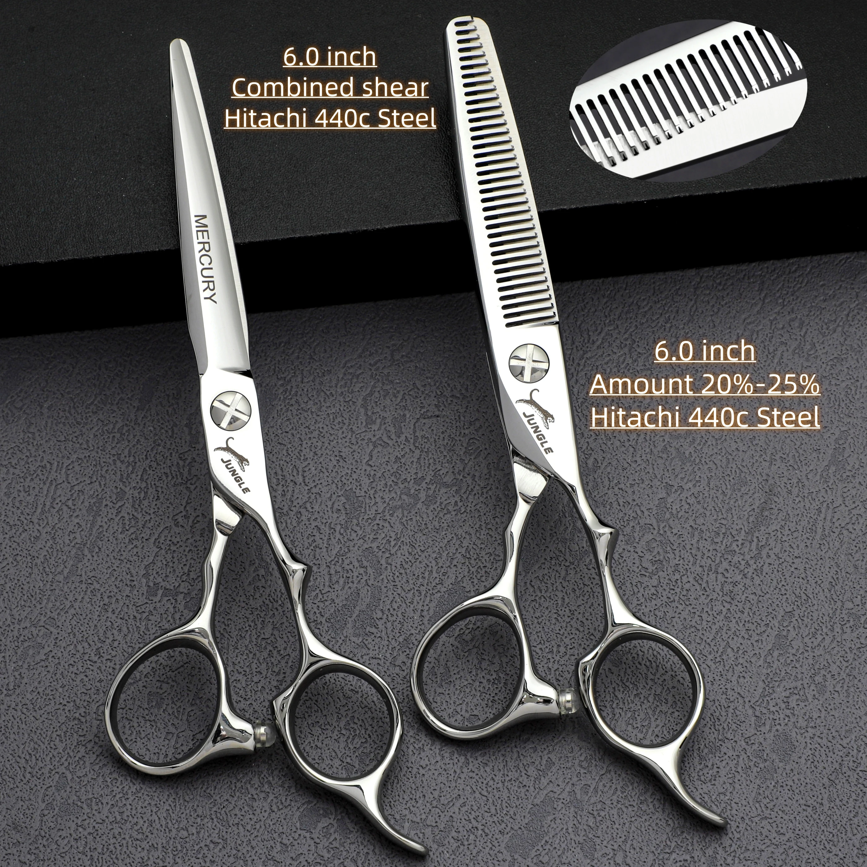 JUGU Professional hairdressing scissors Japan 440C steel Barber scissors Set of 6.0-6.5-6.8 inch High quality barber accessories