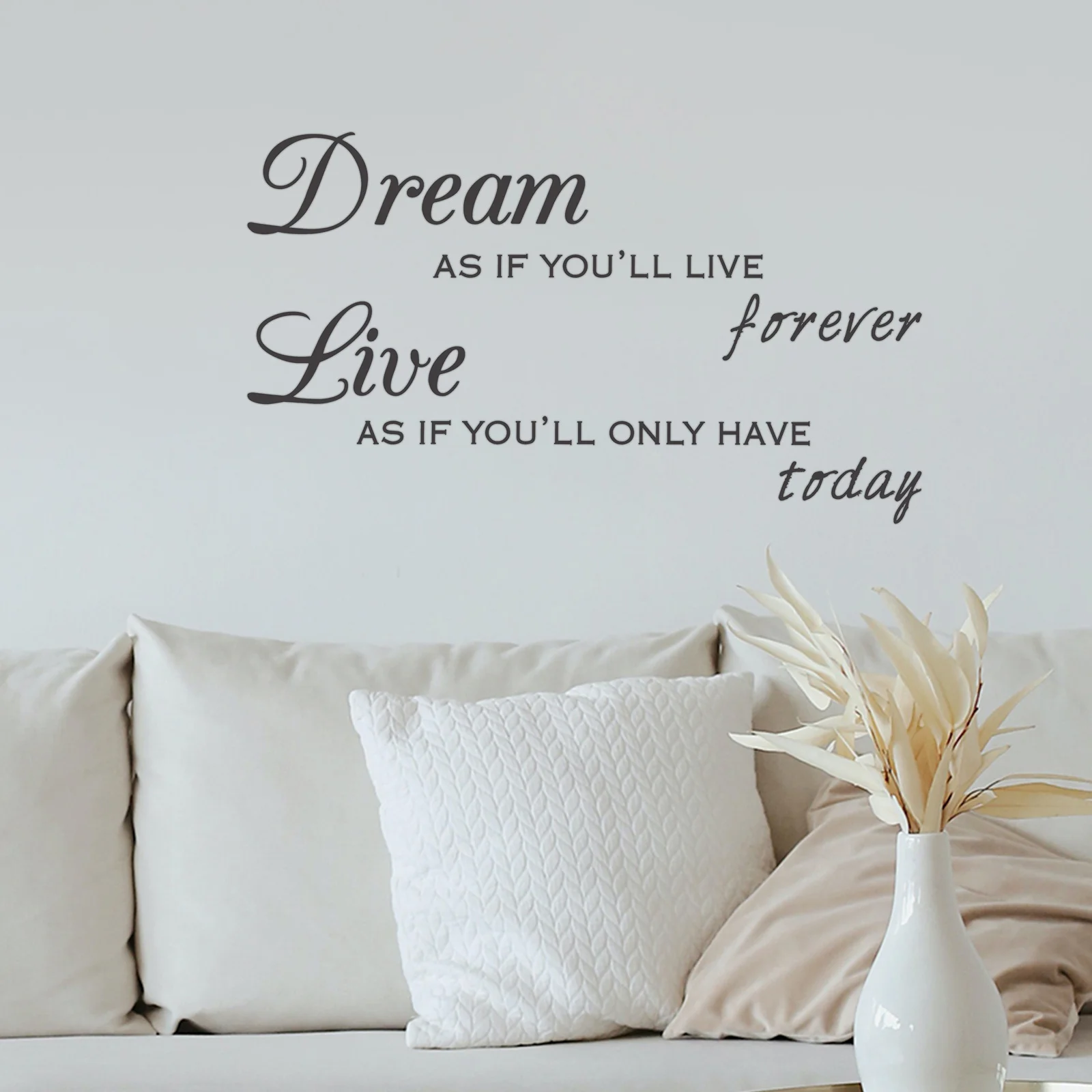 

3 Sheets Bedroom Wall Decals Letter Stickers PVC Removable Decorative Adhesive Stickers for Nursery Living Room Indoor Wall