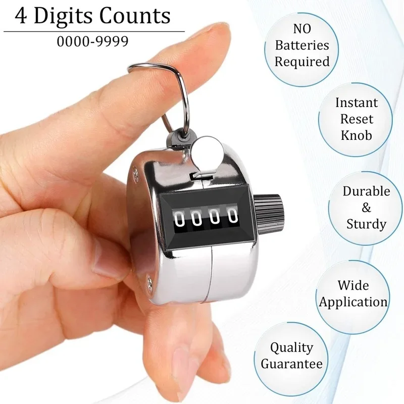 4 Digit Number Hand Held Tally Counter Mini Mechanical Digital Manual Counting Golf Clicker Training Counter /WS