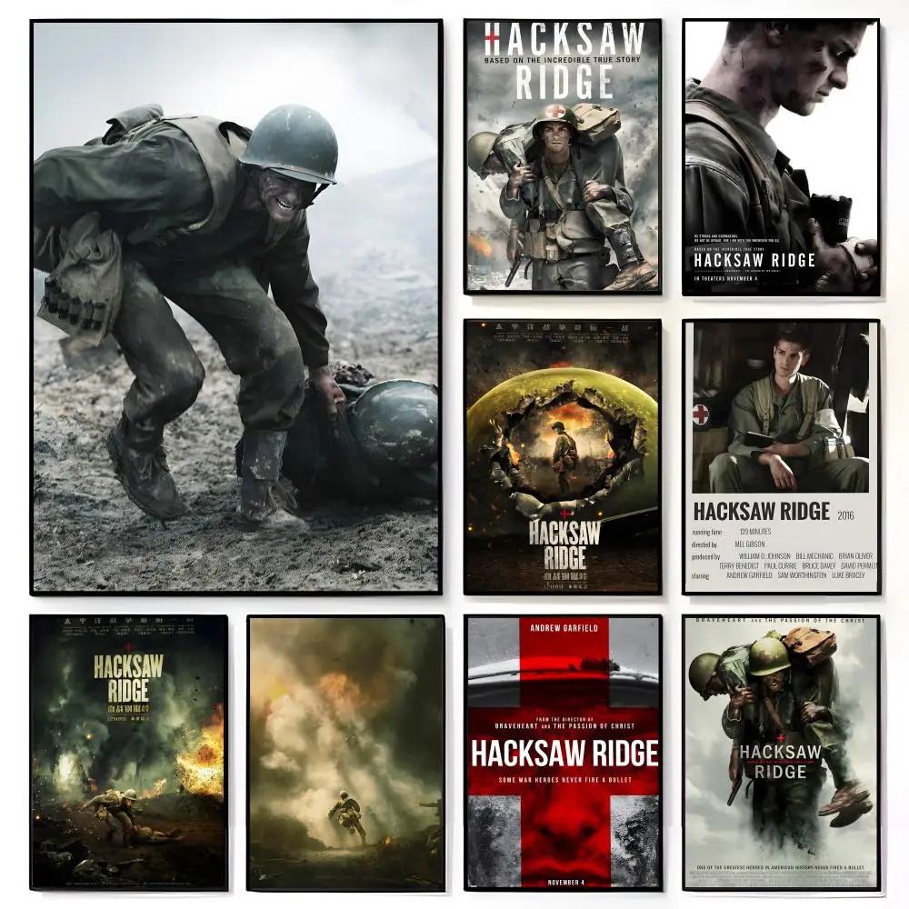 Gritty War Heroism H-Hacksaw Ridge Vibe Art Poster American Film Mural Home Childrens Room Wall Decor Print