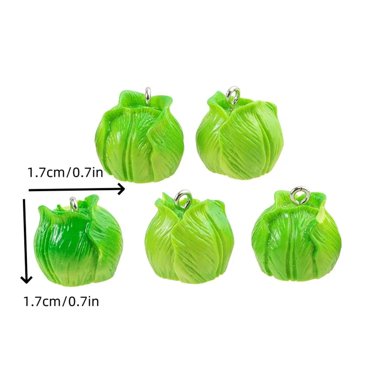 10pcs/lot 3D Simulation Cabbage Charms Cute Food Vegetable Resin Pendants for Earrings Necklace Diy Jewelry Making Accessories