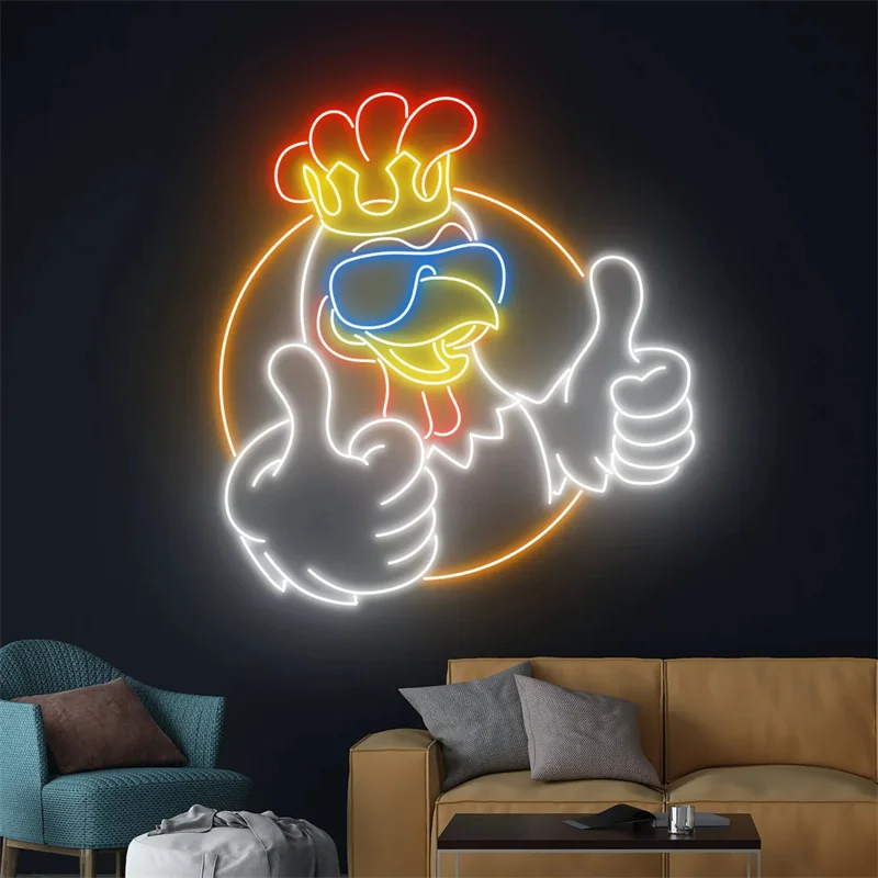 Haan King Neon Light, Haan Chicken King Crown Led Light, Chicken Neon Sign, Chicken Room Wall Decor, Haan Neon Light