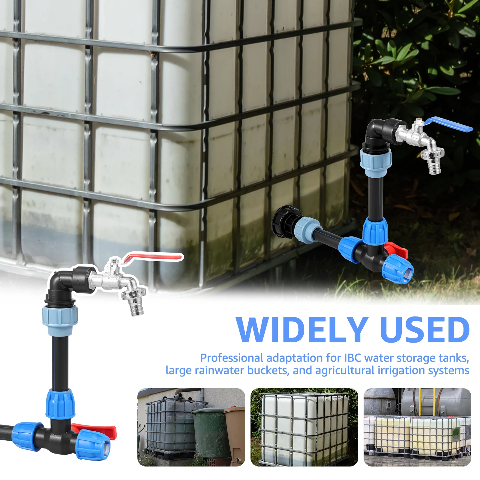 

Выпускной кран Адаптер IBC Аксессуары для бака Замена соединения шланга для контейнера IBC 1000 л Бак для дождевой воды Бочка для дождя