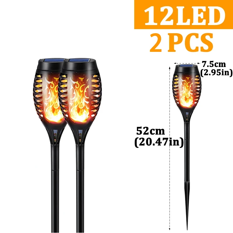 ZTree 100LED Solar Garden Decor Torch Light Flickering Flame IP65 Waterproof Black 4