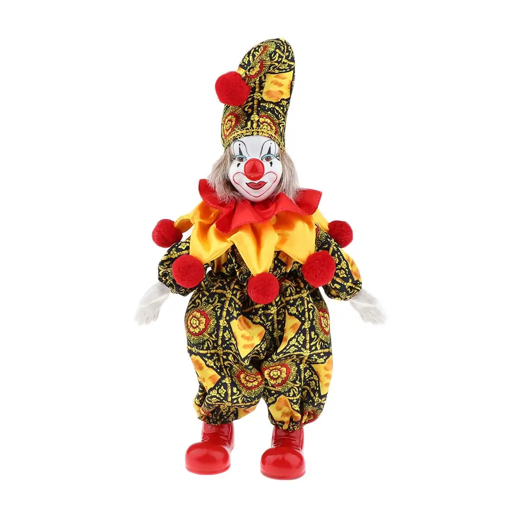 Cute Porcelain Hanging Feet Small Clown Doll, Display Ornaments, B