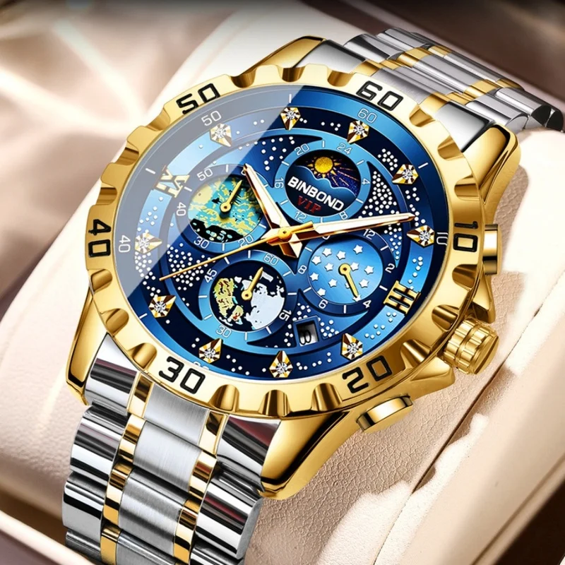 Fashionable Multi-functional Waterproof Men's Quartz Watch Classic Design Men's Luxury Watch High-hardness Mirror Surface Watch