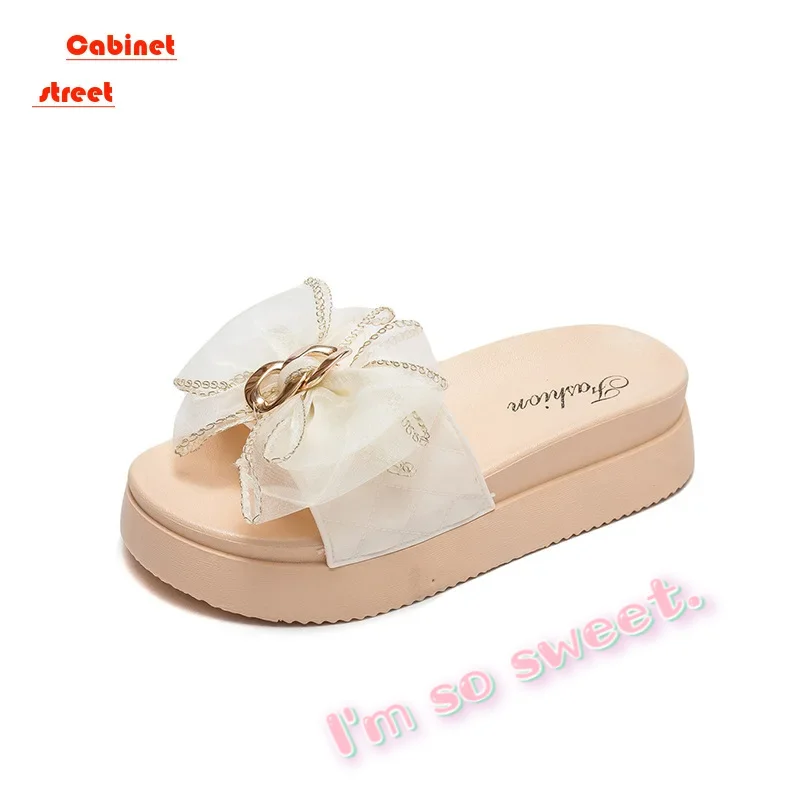 

Bow Home Slippers Female Wear High Appearance Level Summer Soft Sole Thick Sole Non-slip Slippers Women Sandals Clogs