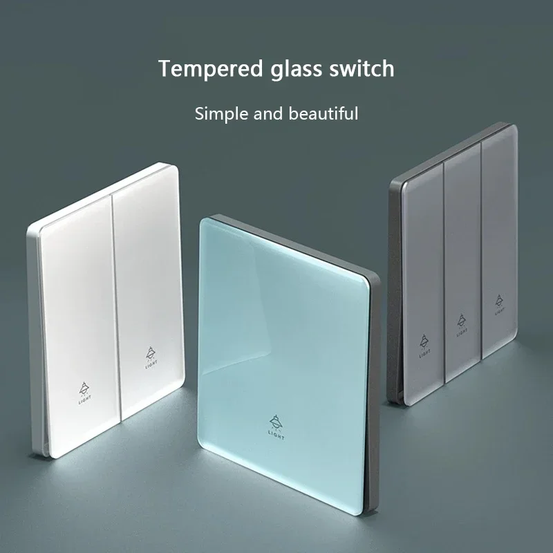 86 Type White Universal Wall Light Switch Tempered Glass EU Korea electrical Switch 220V 1/2/3/4 Gang 1/2 Way button Wall Panel