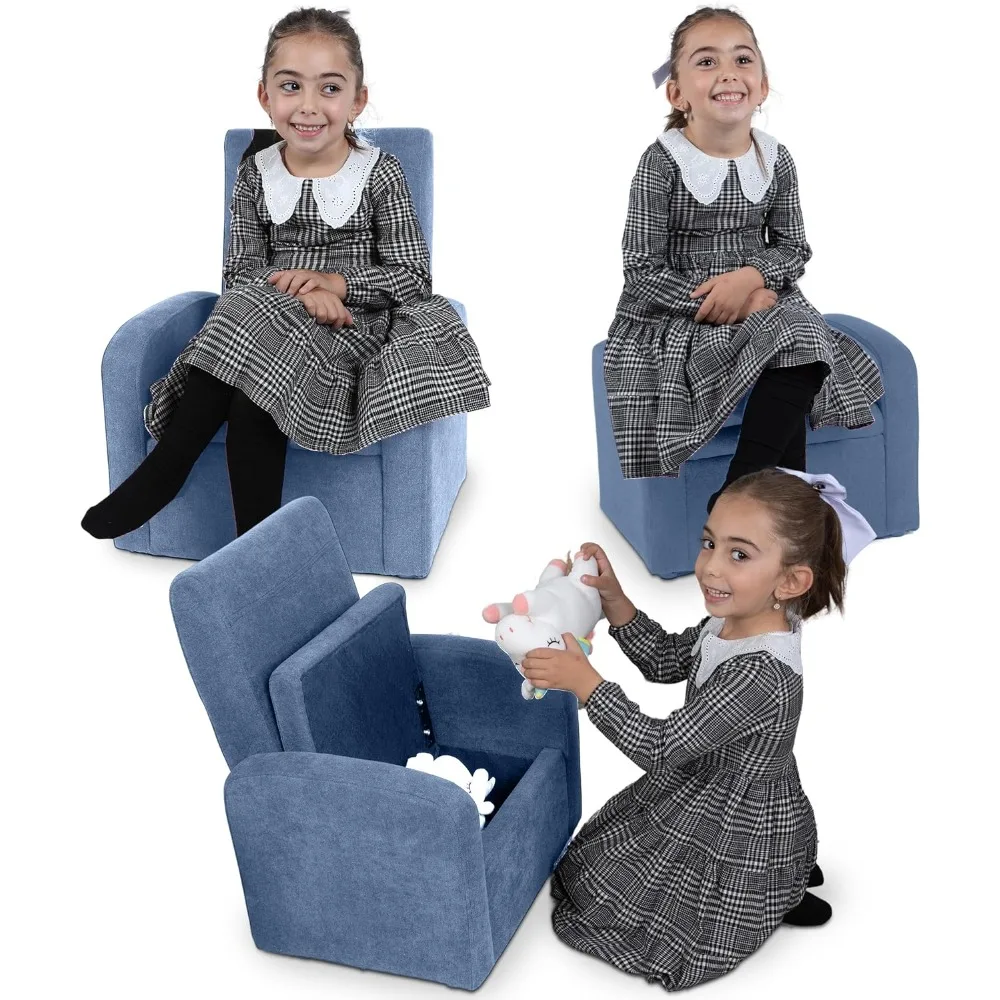 Cadeira de sofá infantil Stash, espreguiçadeira infantil com armazenamento, cadeiras dobráveis para crianças pequenas, sofá dobrável para crianças ou adultos de até 200 libras, mini C