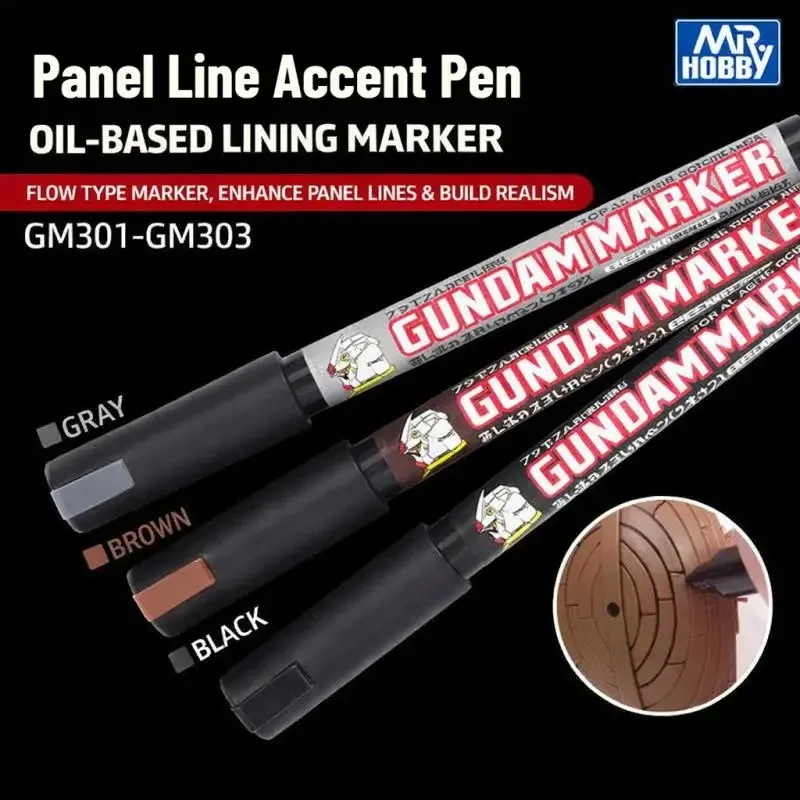 

Mr Hobby GM300~GM303 Pour Type Panel Line Markers Oil Based Paint Pen for Gundam Military Scale Model Painting Shading Fine Tip