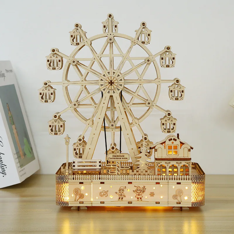 Wooden Ferris Wheel 3D Puzzle - DIY Creative Model, Home Decor, Holiday & Birthday Gift for Kids，Children's Model Puzzle