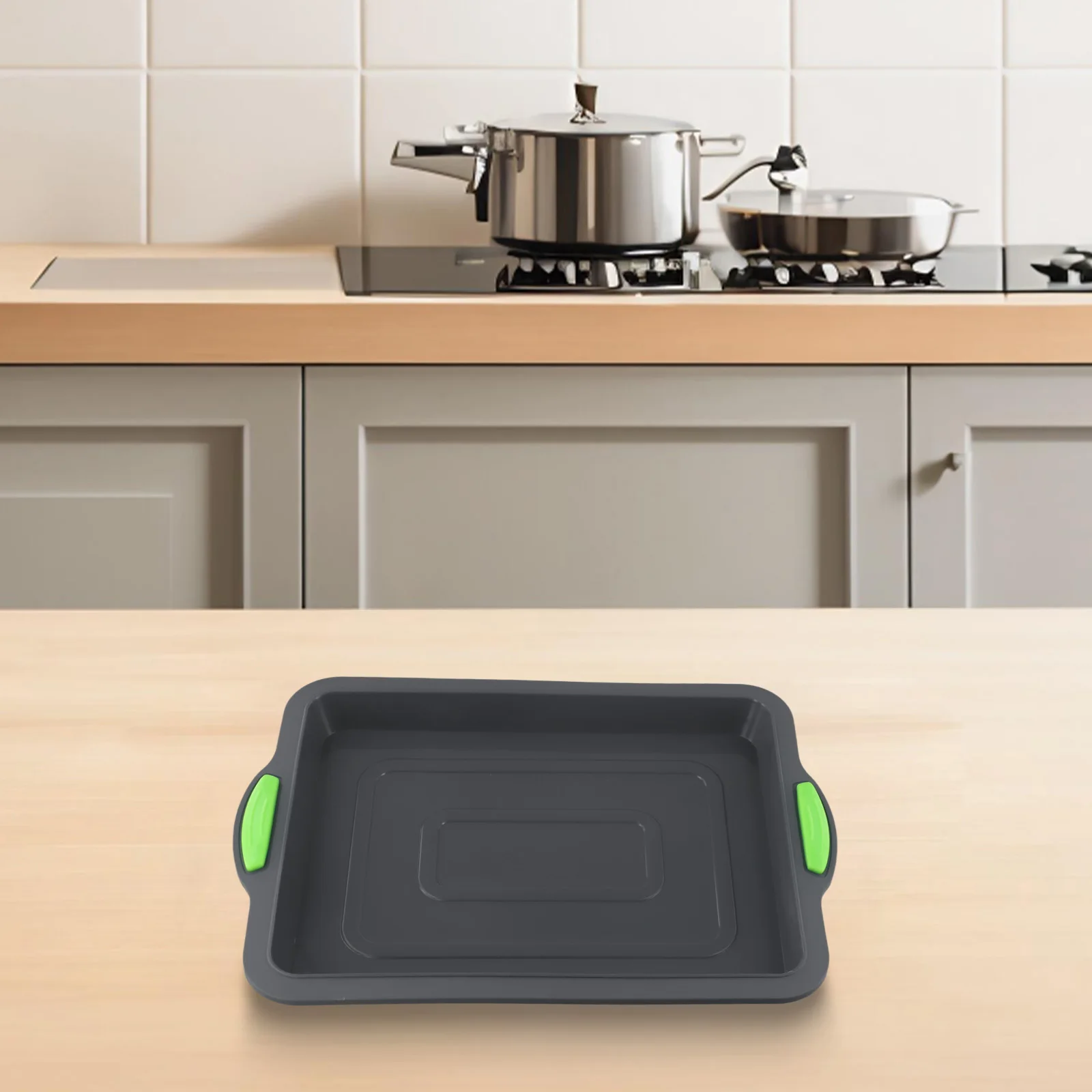 

Baking Tray Square Cake Pan Silicone Cake Pan Layer Cakes Grey 13.4x9.4x1inch Easy Release Silicone Square Cake Pan