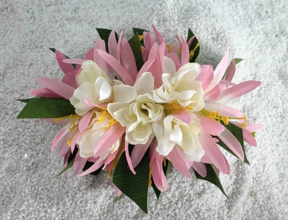 80pcs/lot 18cm Artificial Silk Tuberose&Spider Lily Hair Clip Hawaii Flower Hairpins Women Headwear