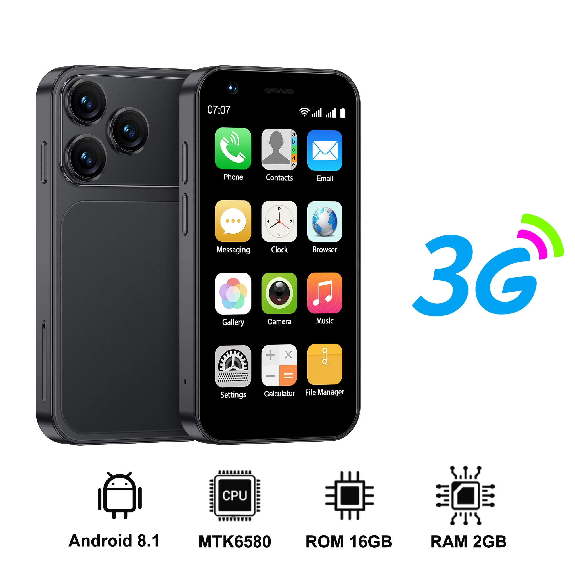 SERVO 18SE MINI 3G Pocket Smartphone Android-systeem Google Play 16GB ROM 2MP Camera WiFi Super Kleine smartphones 2 SIM Stand-by