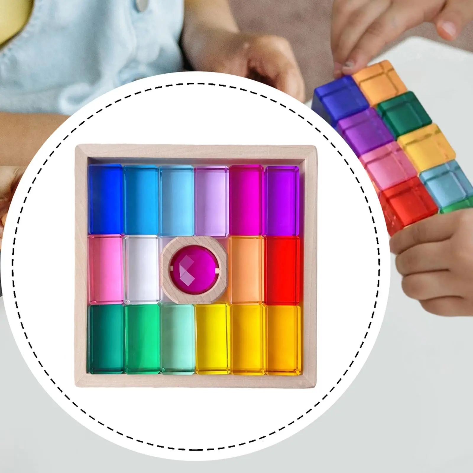 Blocos de construção acrílicos de arco-íris, cubos acrílicos de arco-íris, reconhecimento de cores, brinquedo de empilhamento colorido para presente, meninos, meninas, crianças