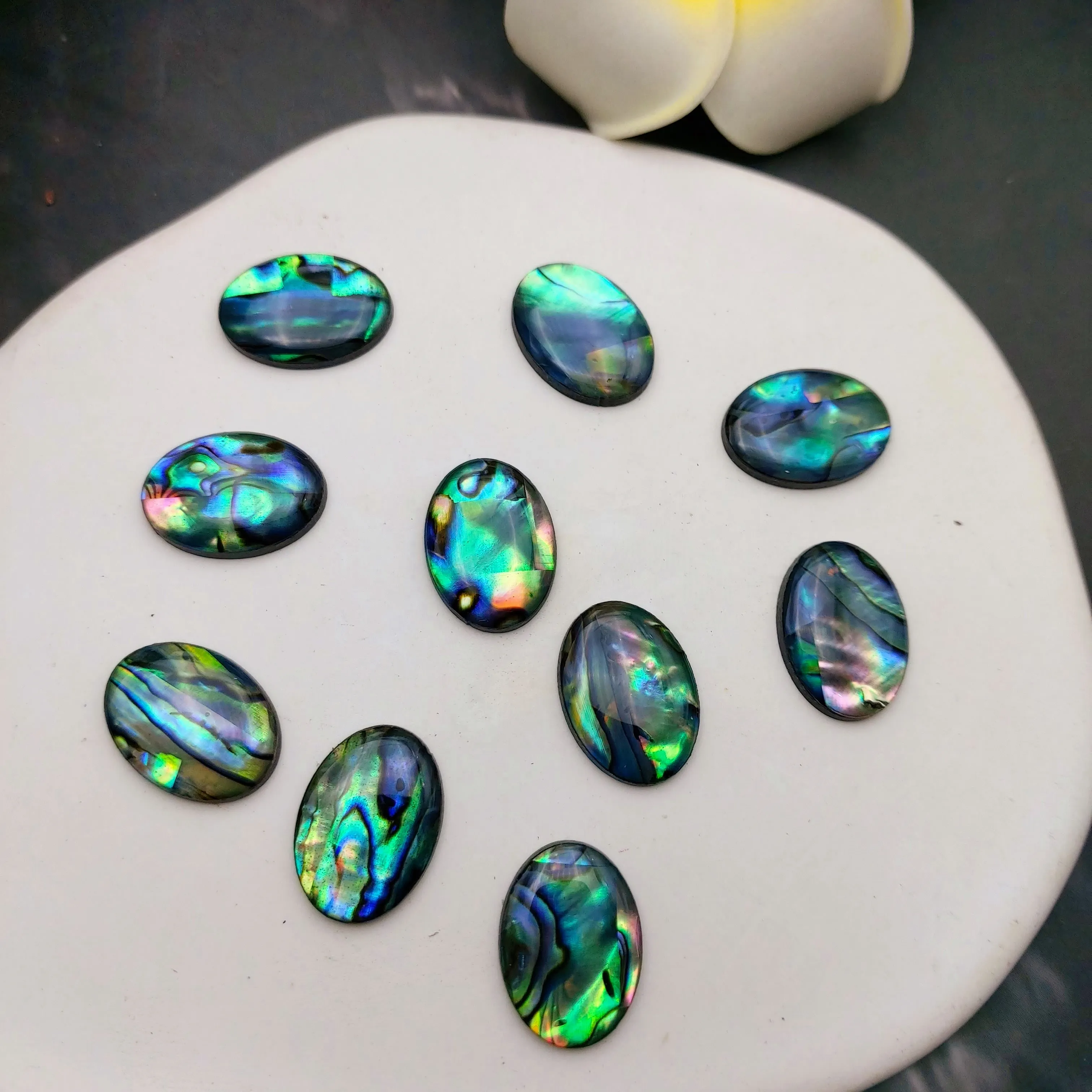 10pcs 8x13mm Abalone Shell Cabs for Rings DIY Making Bright Polish Paua Loose Beads Jewelry