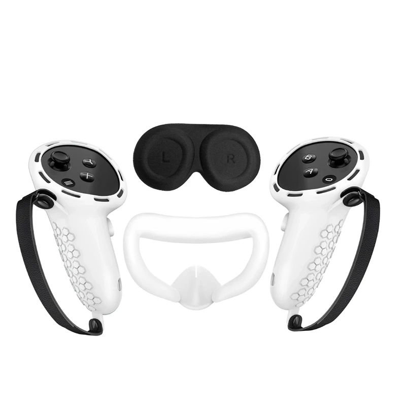 For Meta Quest 3 Silicone Case+Handle Case+Face Cover+Blackout Mask Full Kit Anti-Leakage Nose Pad VR Silicone Case