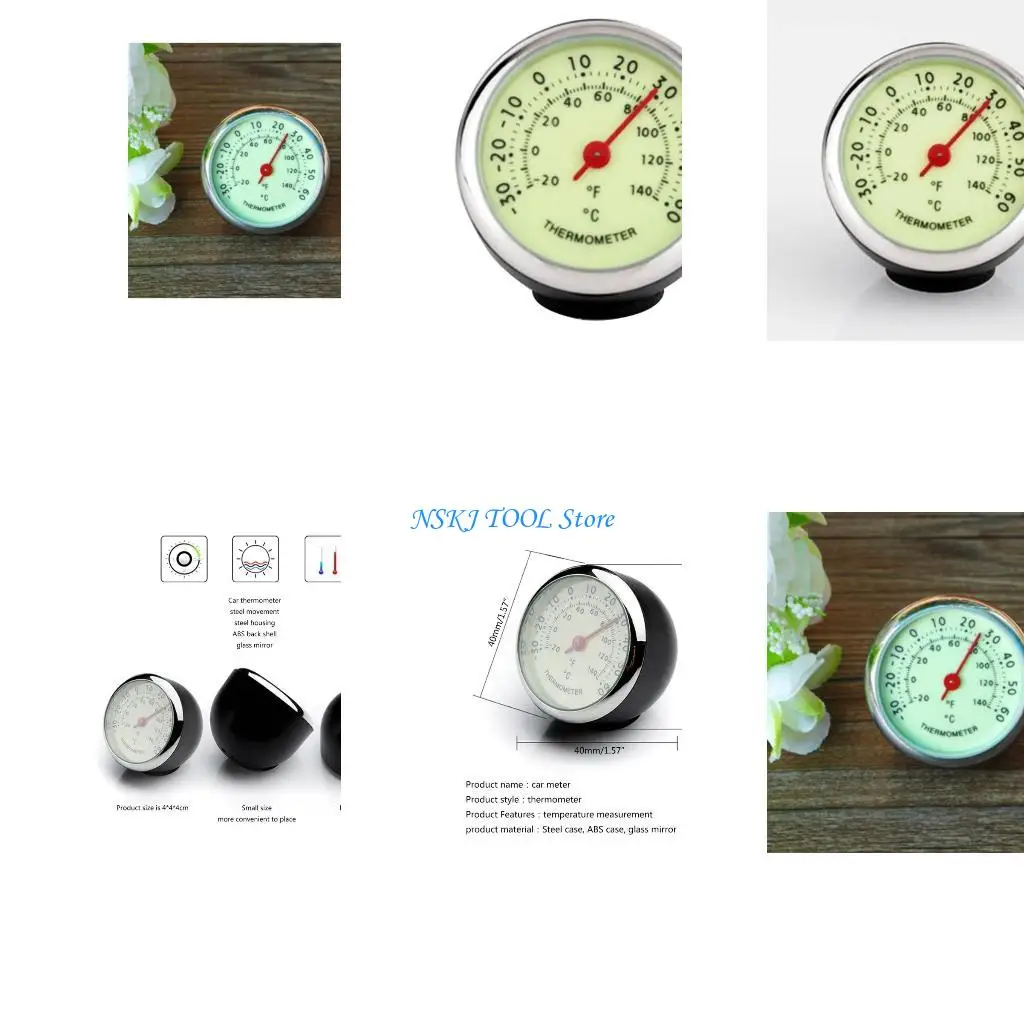 

L8RC Small Round Thermometer Stick-on Temperature Gauge ℃/ °F Display for Automobile