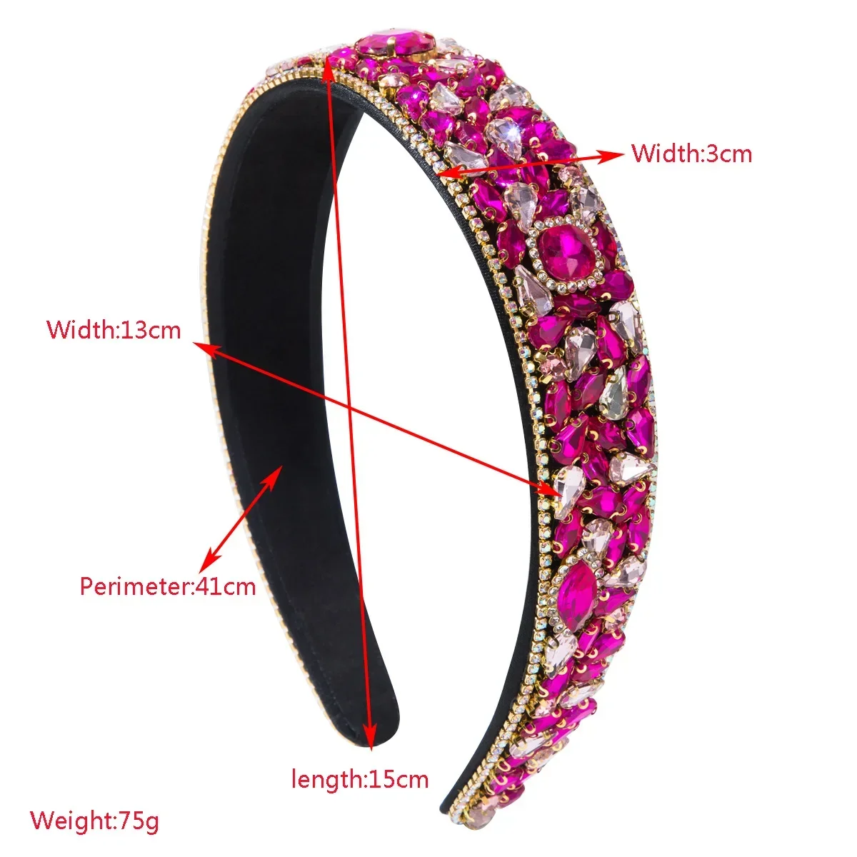 European and American New Retro Color Inlaid with Diamonds Super Flash Headband Temperament Luxury Hair Accessories