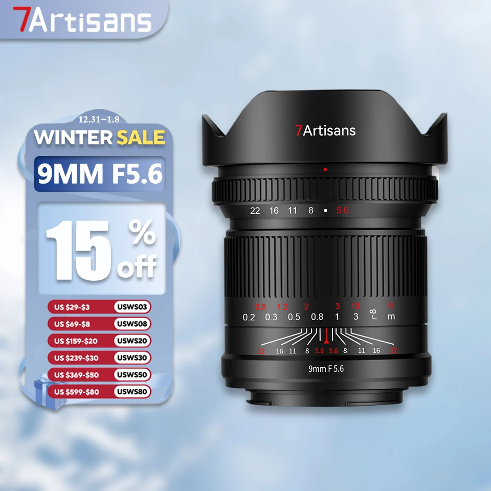 7artisans 9mm F5.6 ASPH. Full Frame with ND Filter Lens for Humanities Photography with Sony E A7RIII Nikon Z Canon RF L Mount