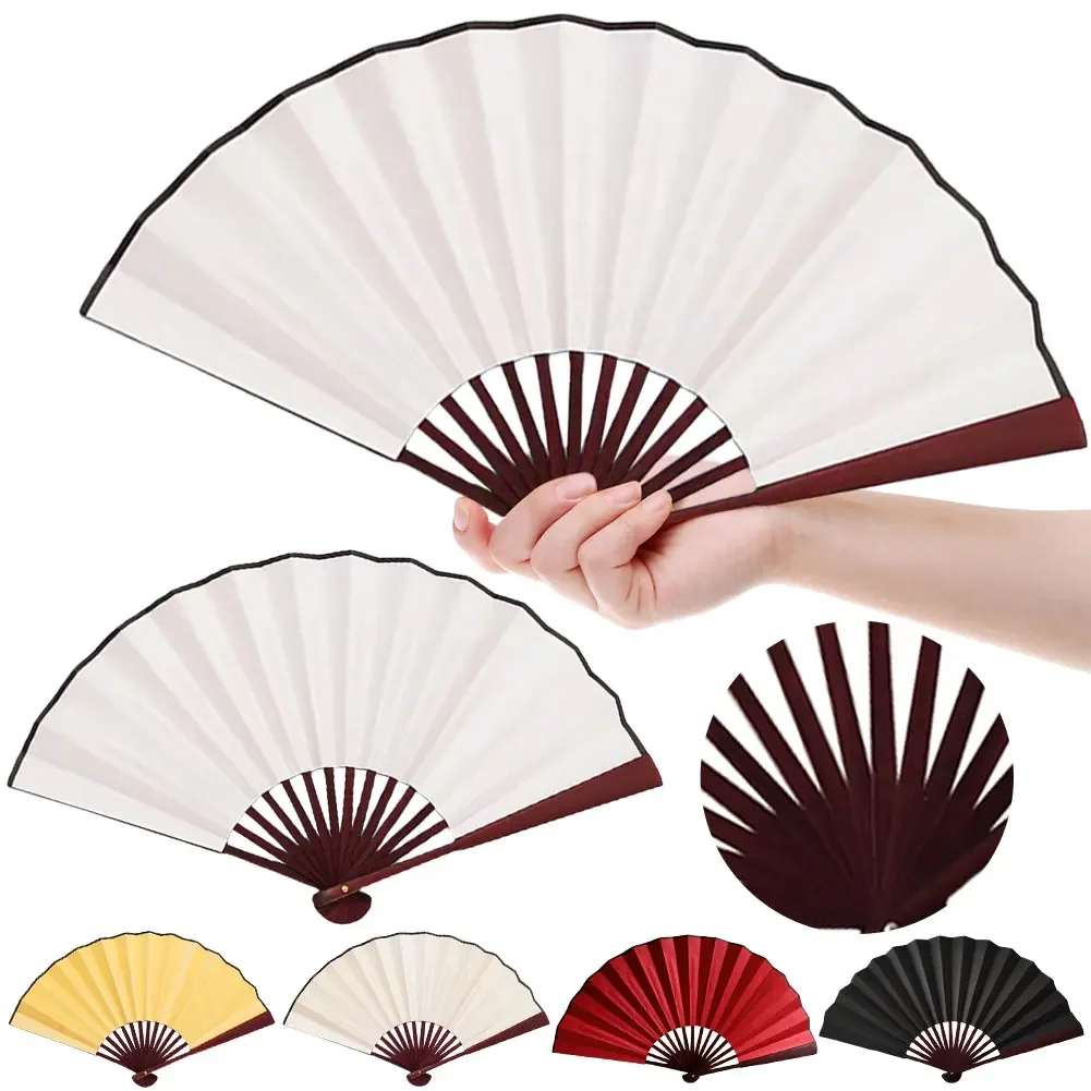 10 Inch Hand Fan Antiquity DIY Painting Fan Silk Cloth Folded Fan Chinese for Home Dancing Party Wedding Decoration