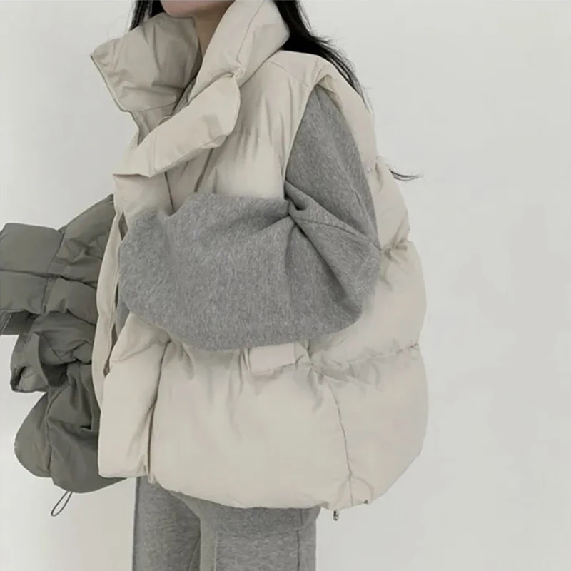 ITOOLIN ملابس خارجية جديدة للخريف والشتاء على الطراز الكوري سترة قطن بدون أكمام ملابس خارجية سميكة سترة قطنية