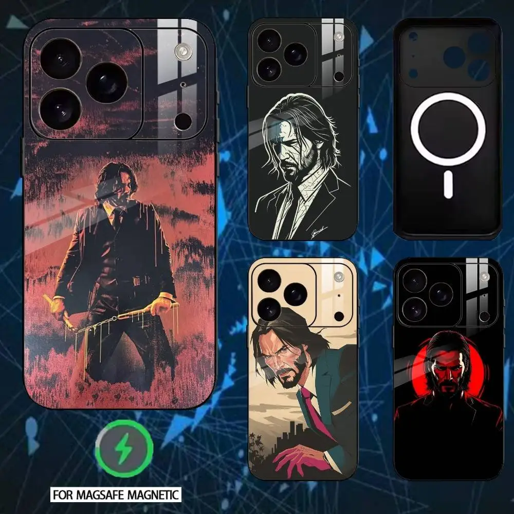 

K-Keanu R-Reeves John Wick Phone Case For iPhone 17 16 15 14 13 12 Pro Max Plus for Mirror Wireless Magnetic Cover