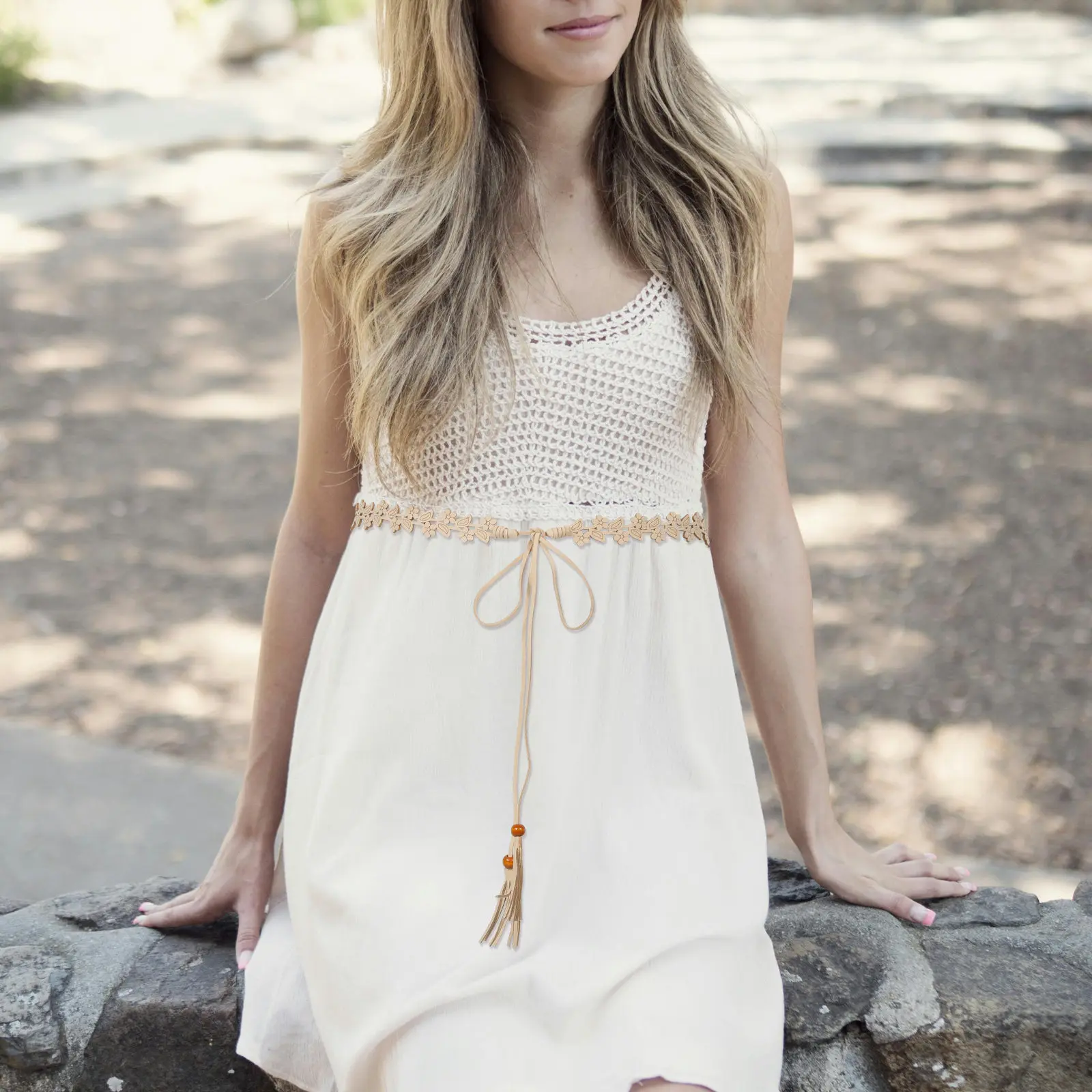 

Пояс-цветок в богемном стиле - Мягкий пояс из микрофибры для женщин - Стильный аксессуар для платья с бахромой для путешествий и