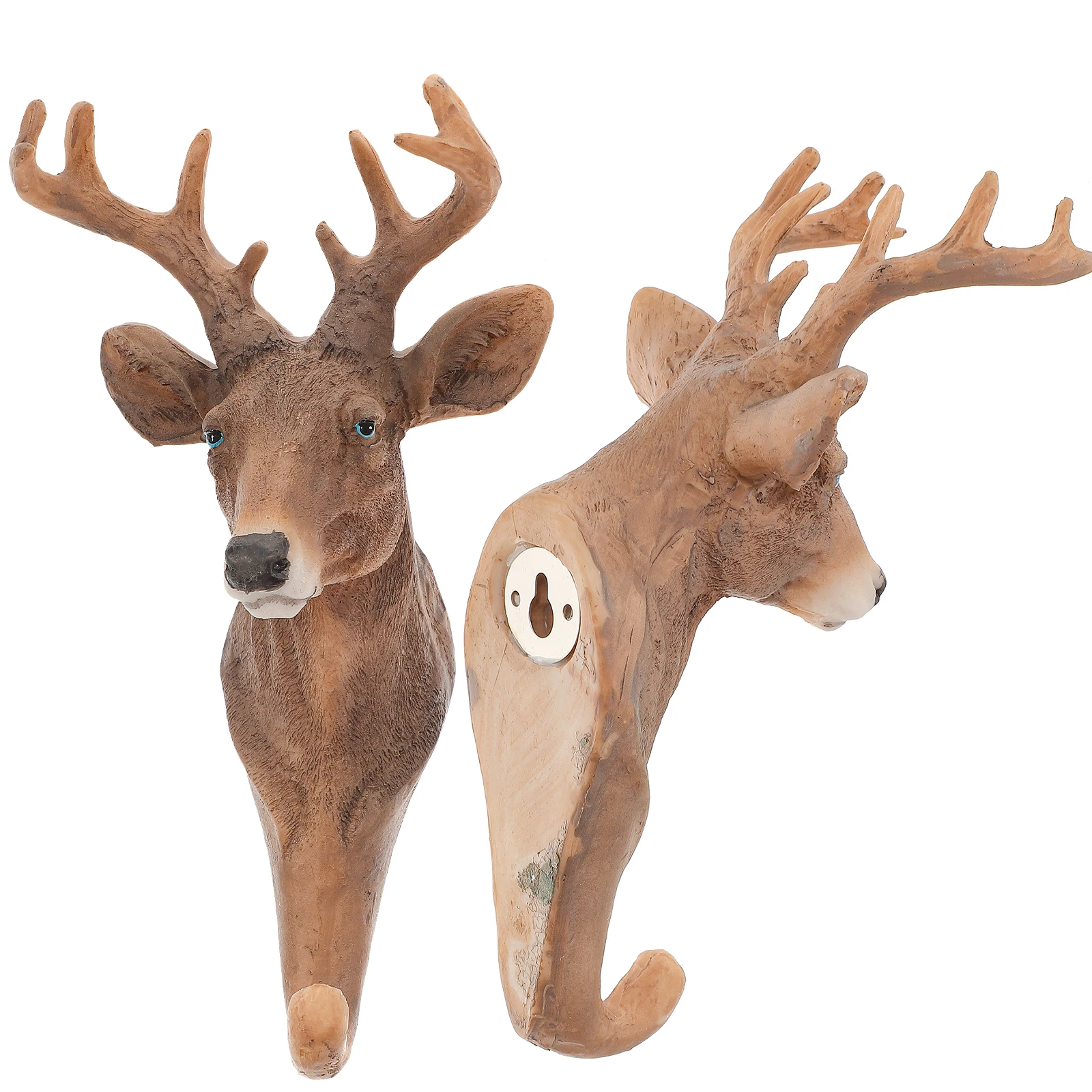 

2pc Deer Brown Resin Key Hanging Hooks Material Multi Purpose Home Decor Deer Head Hooks StorageHooks WallHangers
