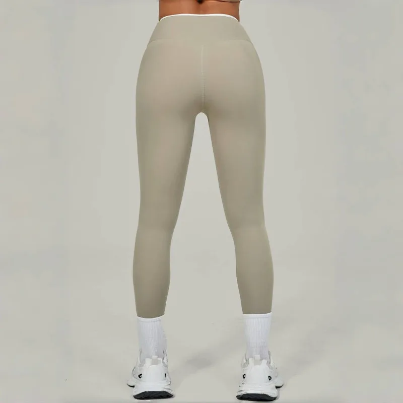 سراويل اليوغا النسائية عارية التجفيف السريع الورك رفع عالية الخصر السراويل الرياضية المتقاطعة في الهواء الطلق عارضة اللياقة البدنية تشغيل السراويل #4