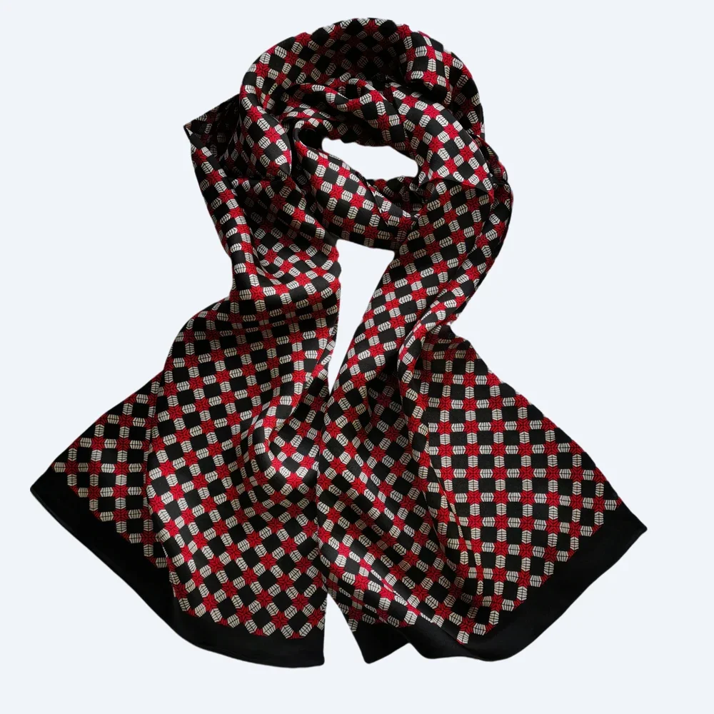 Men\'s 100% Mulberry Silk Long Scarf Cravat Double Layer Neckerchief Cravat Office Business