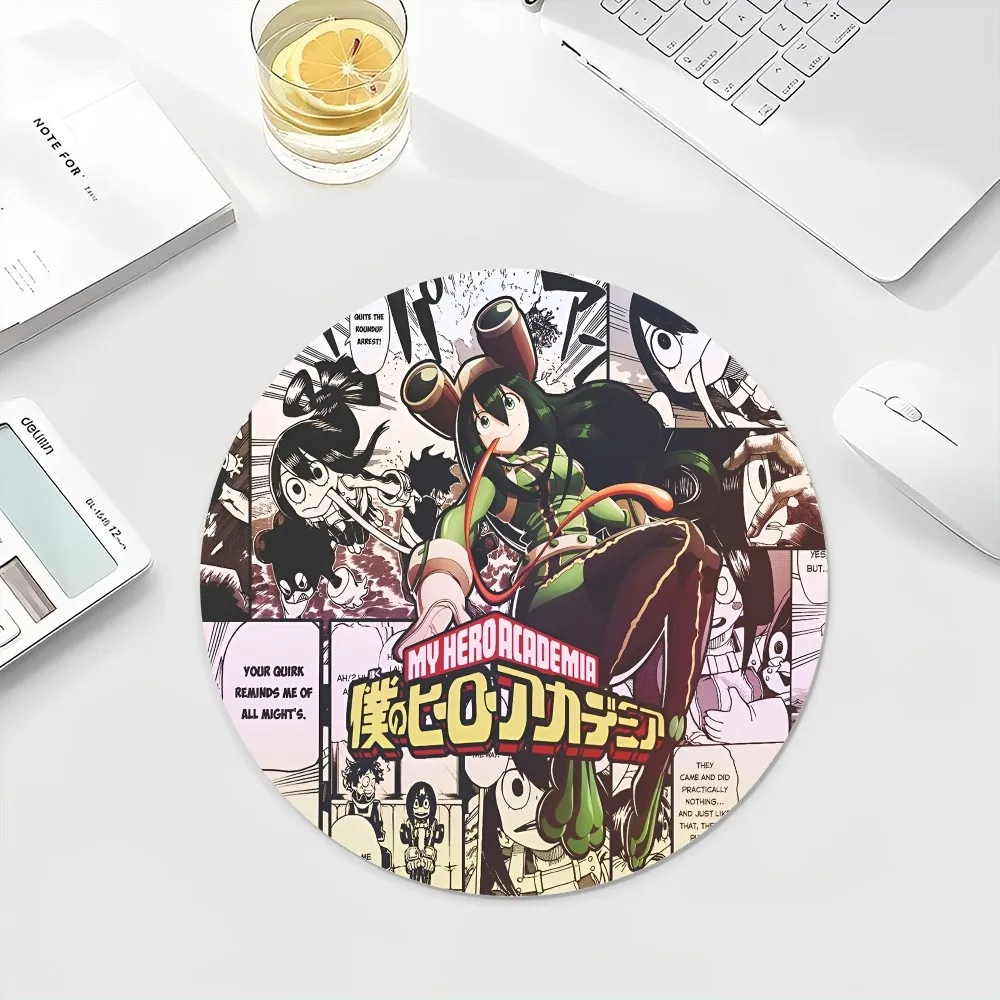 Tsuyu Asui My Hero Academia Top Quality Gamer Anti-Slip Round Big Promotion Table Mat Student Mousepad Pad for PC Mouse Carpet