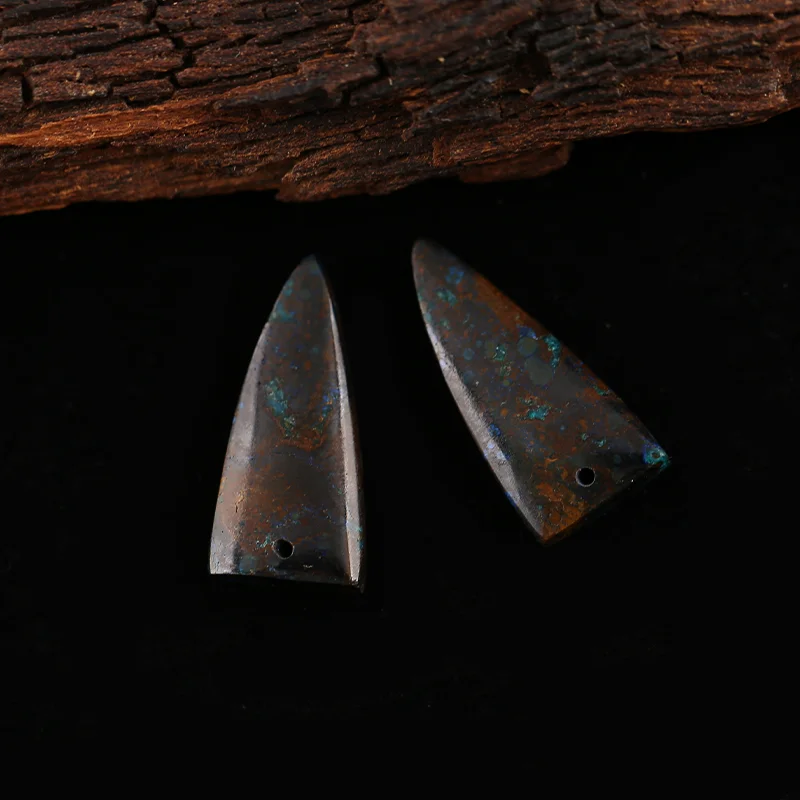 AAA+Artisan-Crafted Chrysocolla Earring Beads, Handmade Natural stones beads, Polished Stones for jewelry Making Supplies