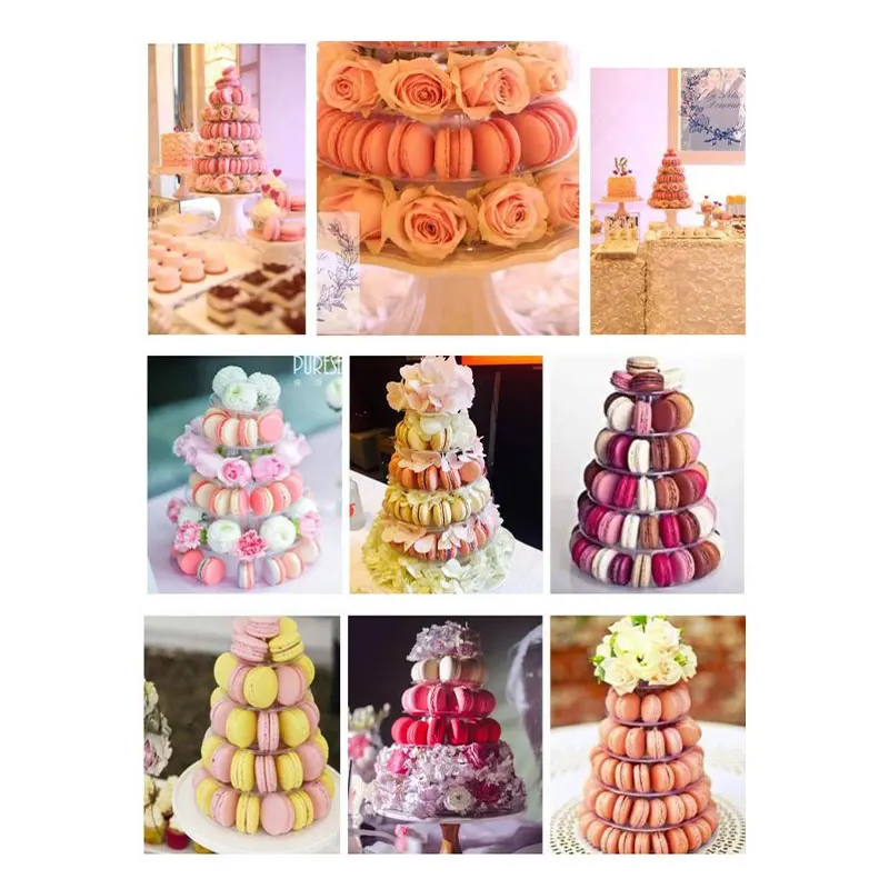 4-Tiers Macaron Display Stand Cupcake Tower Rack Cake Stands PVC Tray For Wedding Birthday Cake Decorating Tools Bakeware