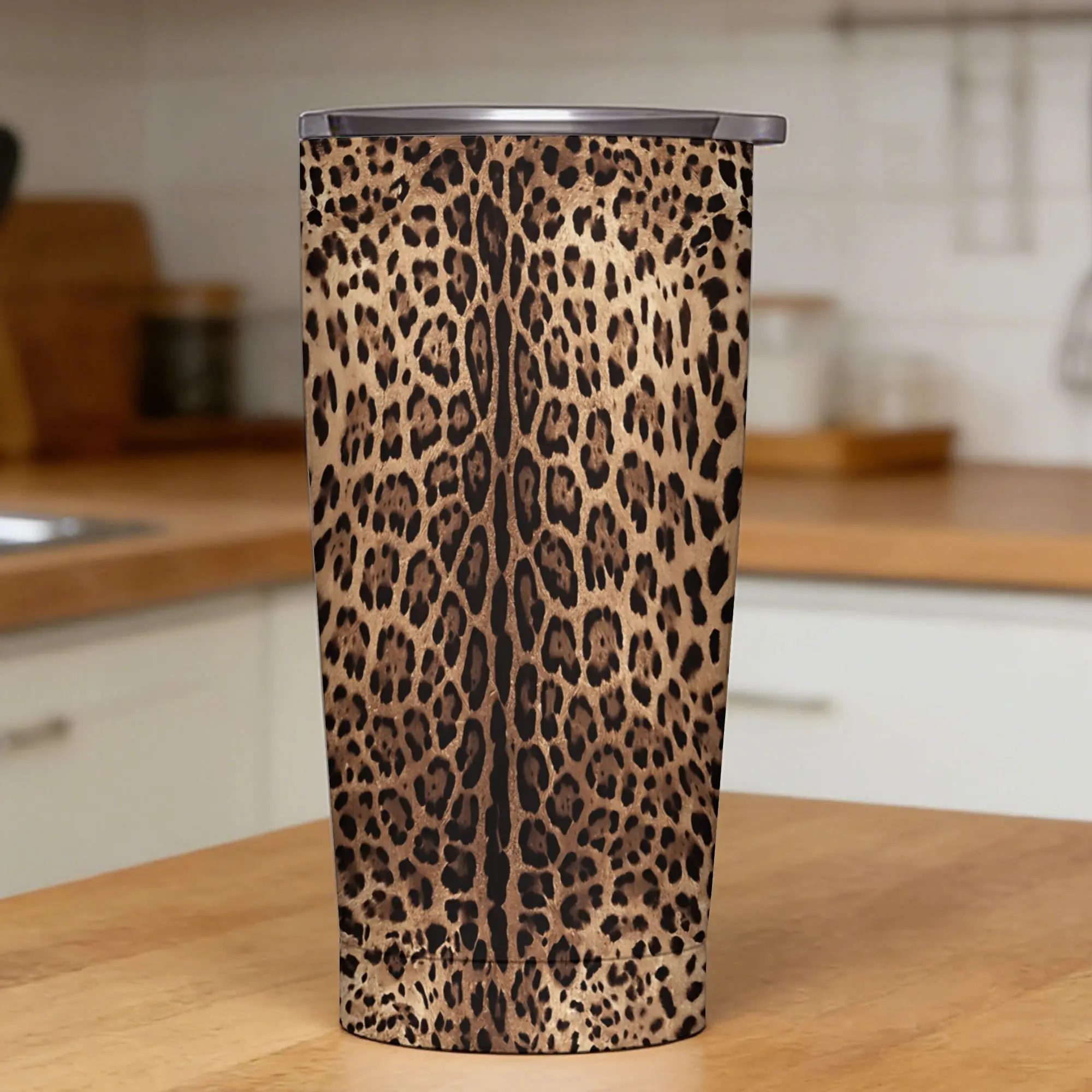 Stainless Steel Tumbler Wild Leopard Print Mugs Cup With Straws  Travel Cold and Hot Water Bottle Leakproof Thermal Mug,