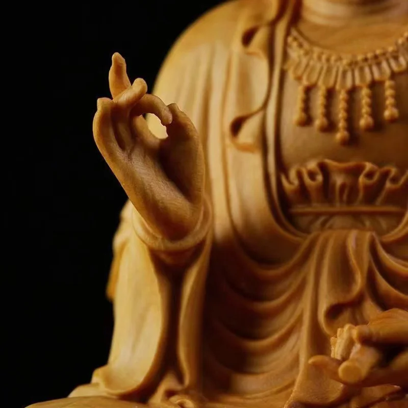 Natural Cypress GuanYin, Sakyamuni Buddha Characters Statue，Solid wood Buddha Statues  Home Room Office Feng Shui Art Statue view 5