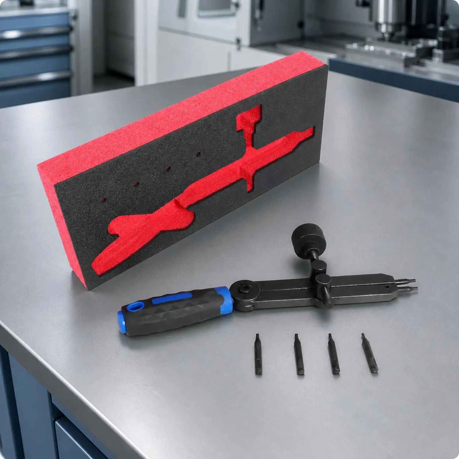 Grip Retaining Ring Pliers 2 in 1 with 4 Extra Tips and Foam Insert Case for Internal External Snap Ring Jobs