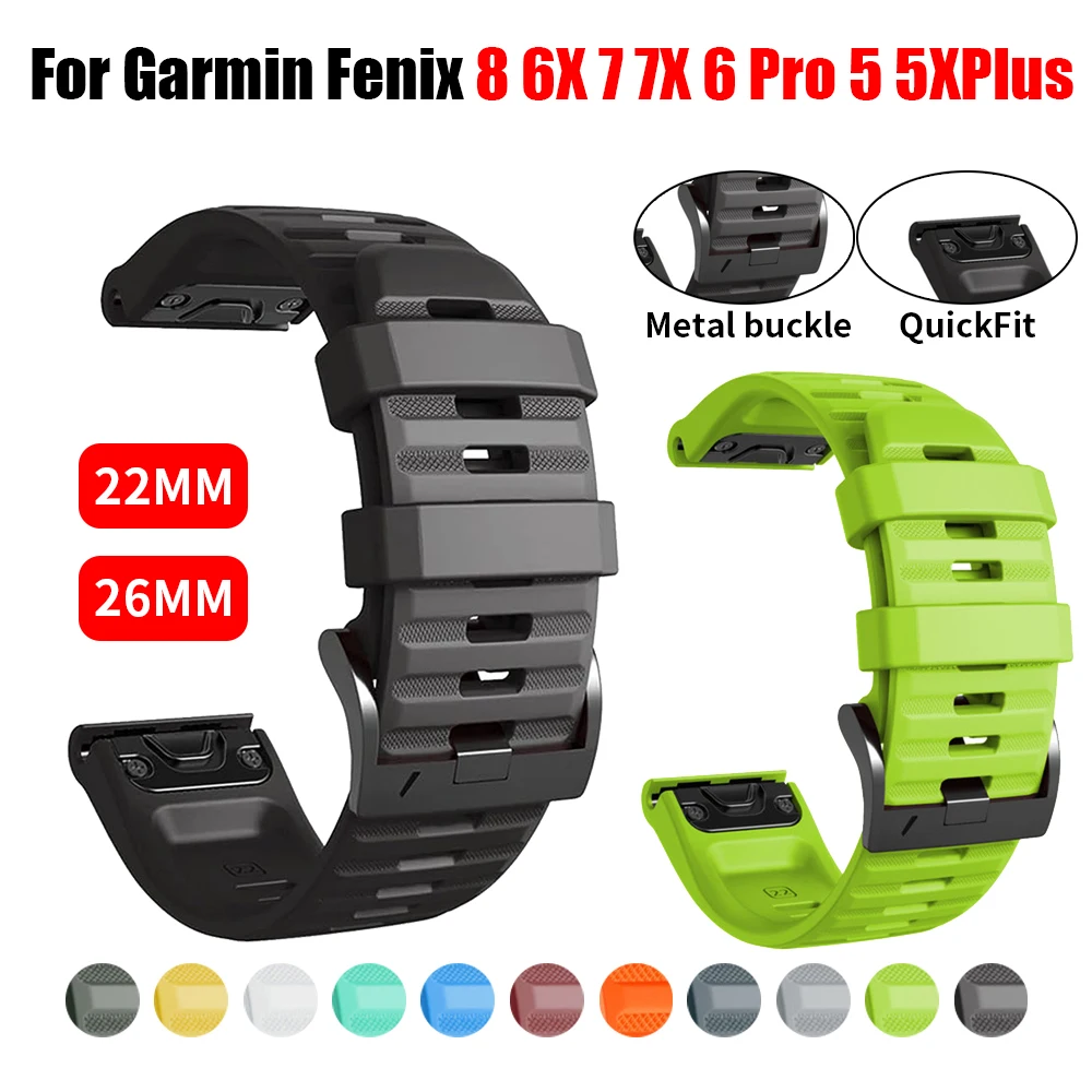 QuickFit 22 mm 26 mm Silikonarmband für Garmin Fenix 8 E 7X 6X Pro 5 5X Plus/Epix Pro Gen2 47 mm 51 mm Enduro 3 Armband