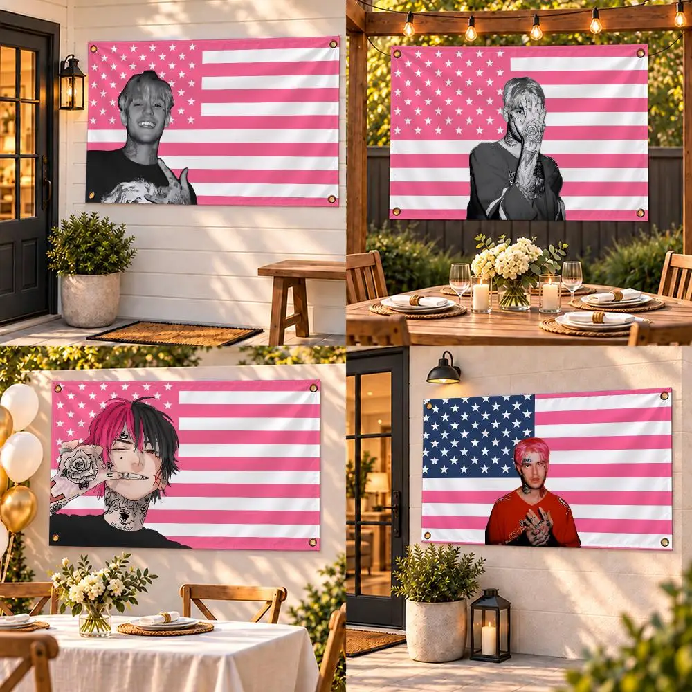 L-Lil Peep Look At The Sky Tonight Flags Custom Wall Hanging Background Art Banner For Bedroom Home Living Room Outdoor Decor