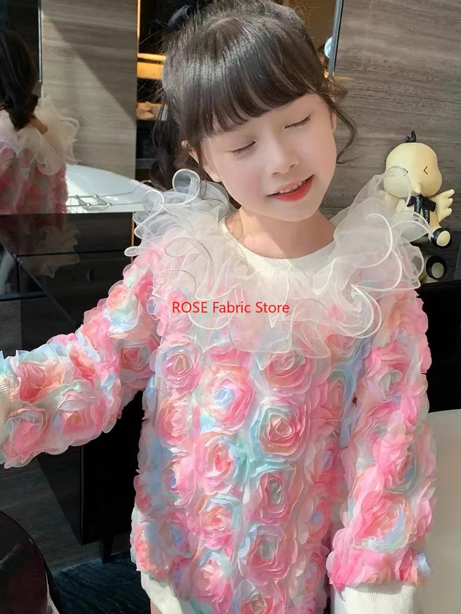 Tissu en Tulle brodé Rose dégradé 3D, 1 yard, robe en dentelle, vêtements de scène, bricolage, couture, tissu de styliste