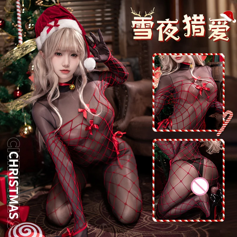 

Красное сексуальное женское белье, чулки для тела, женский ажурный комбинезон с открытой промежностью, сетчатые колготки, нижнее белье, комбинезон, боди, порно, рождественское боди