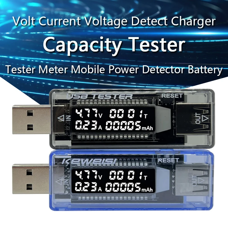 USB 전류 전압 용량 테스터, 전압 전류 전압 감지 충전기 용량 테스터, 계량기 모바일 전력 감지기 배터리 테스트 