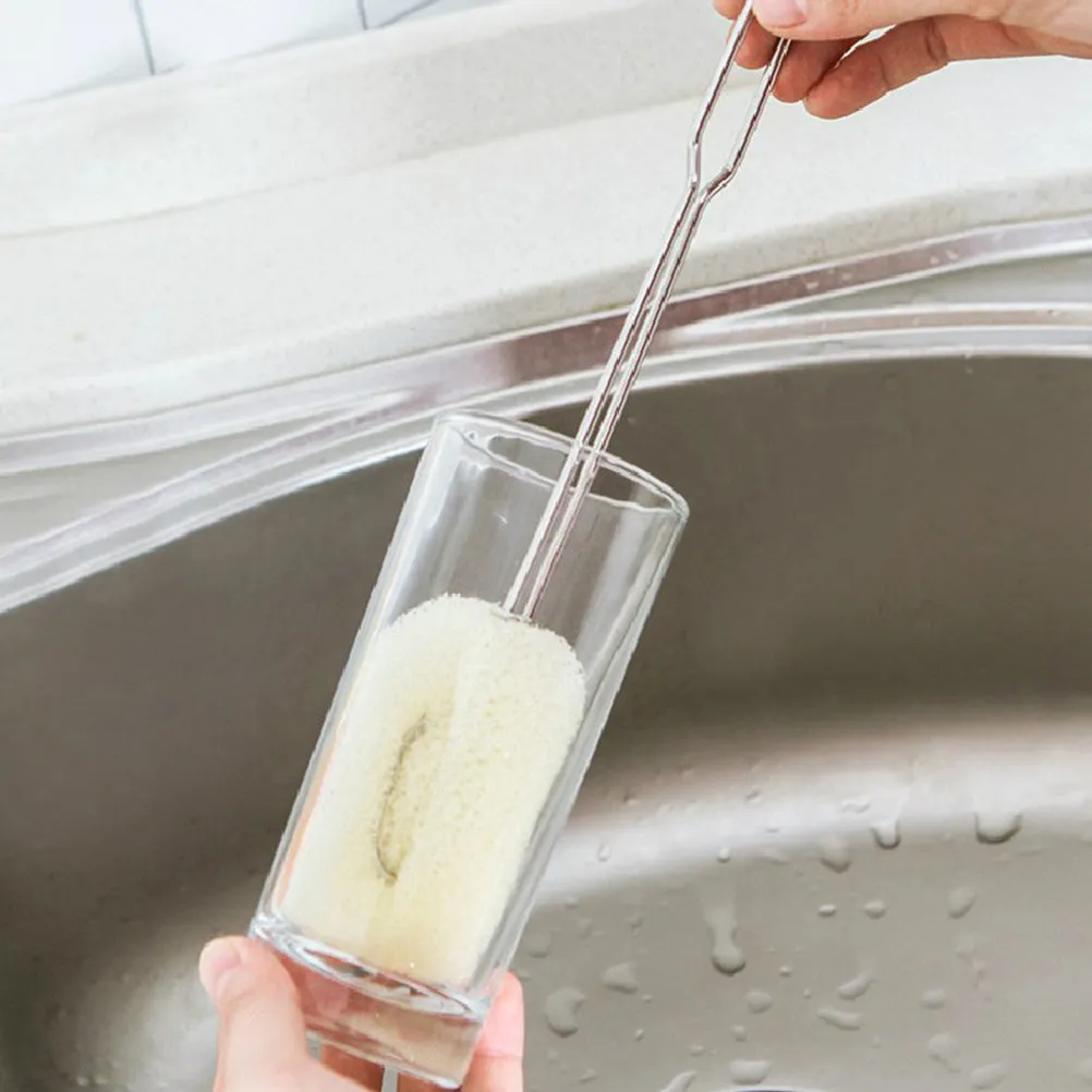 3Pcs Cup Brush Cleaner Sponge Bottle Washer Flexible Long Reach Soft Scouring Pad Non-Scratch for Tea Coffee Kombucha Carafe