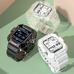 Tpu 케이스 + 스트랩 애플 시계 밴드 45mm 41mm 44mm 40mm 42mm 38mm TPU 투명 시계 밴드 Iwatch 시리즈 3 4 5 6 SE 7 커버